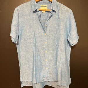 Cynthia Rowley Blue Linen Blouse